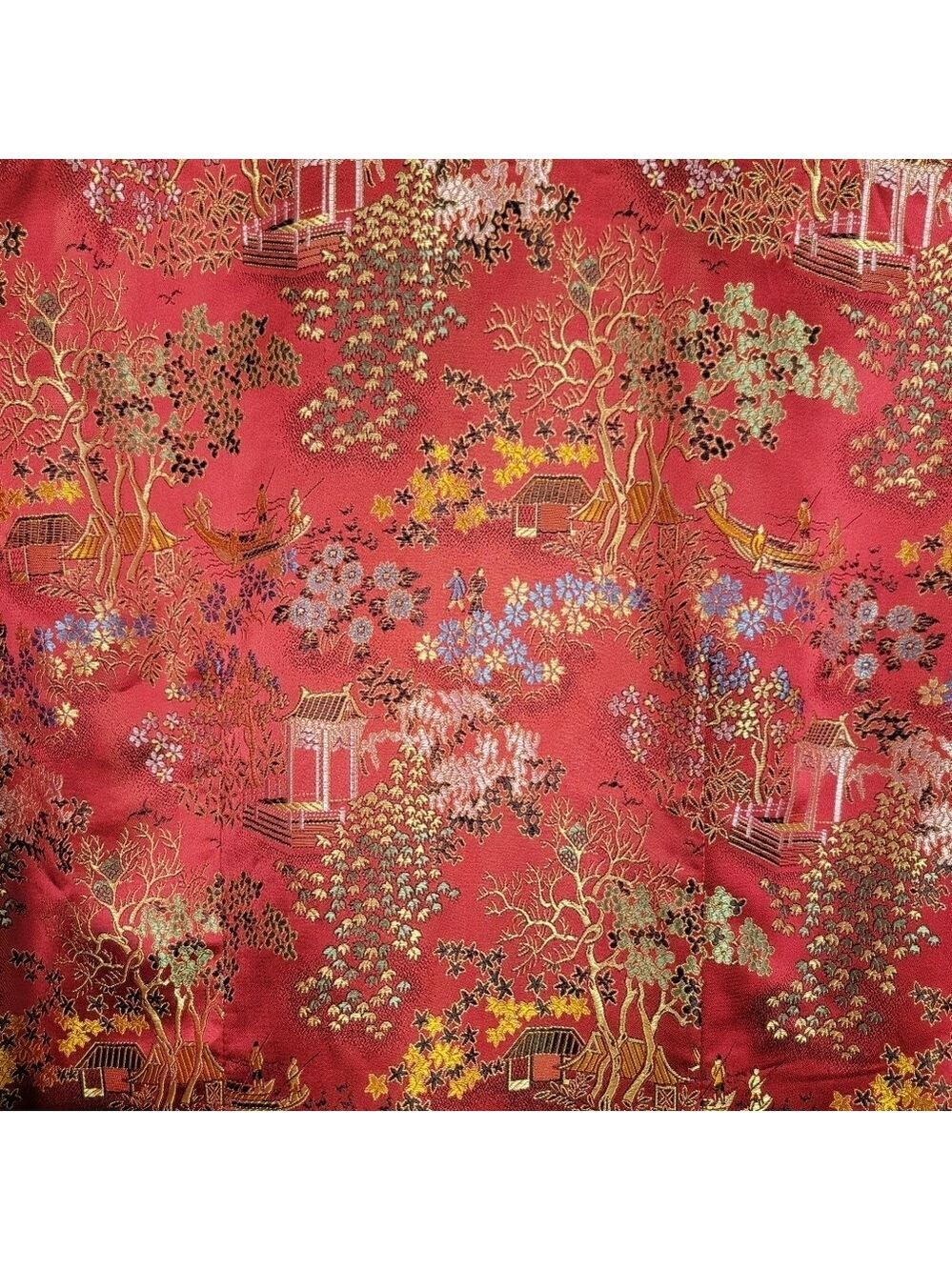 Vintage Kimono Robe Red Brocade Robe #3003 - Picture 5 of 14
